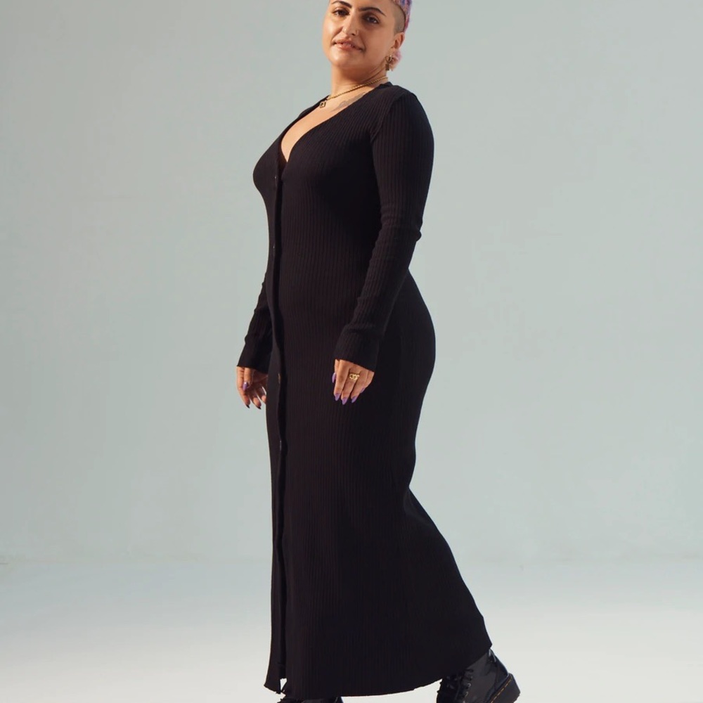 Re-New Button Down Ribbed Dress - For Days - Picture 4 of 5